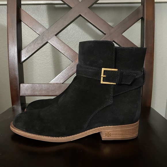 Tory Burch Brooke Ankle Bootie Black Suede - Picture 2 of 7